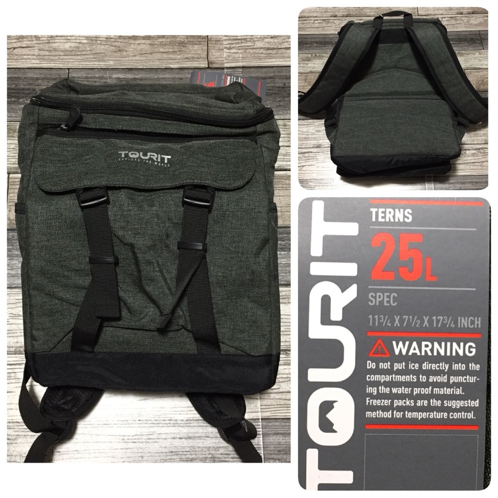 Tourit 25L Backpack Cooler Dark Gray Hiking Camping Beach